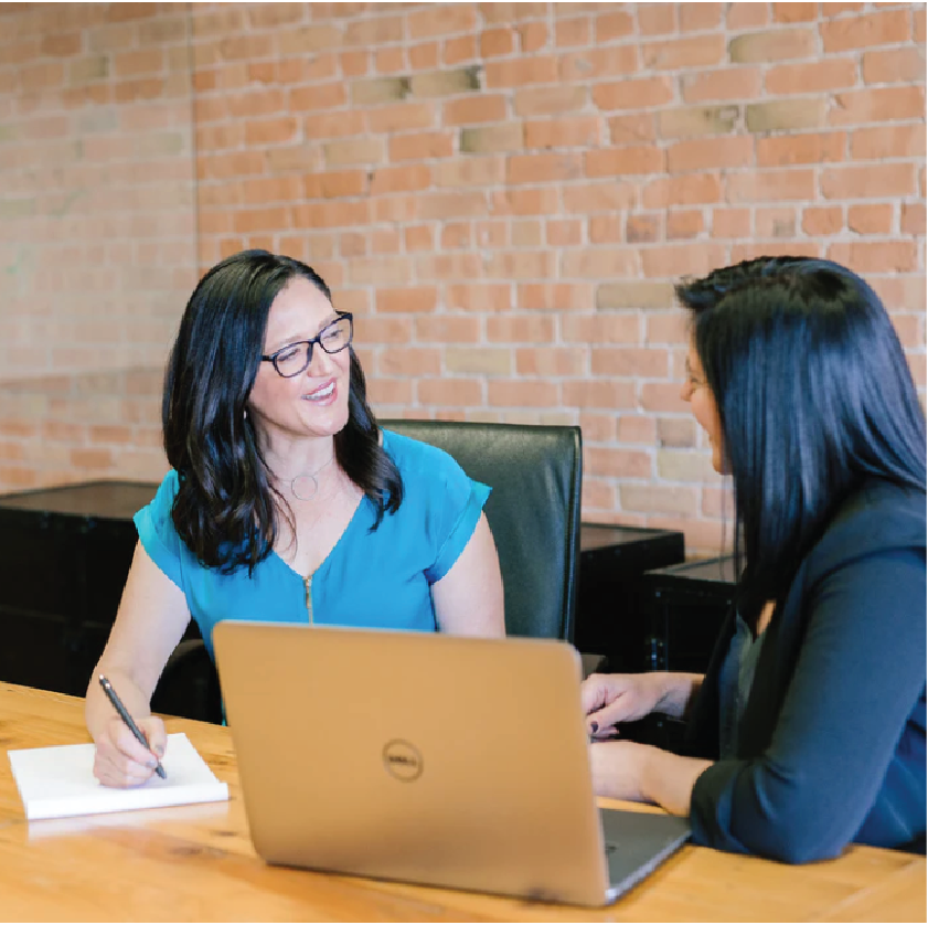 Two women at a computer